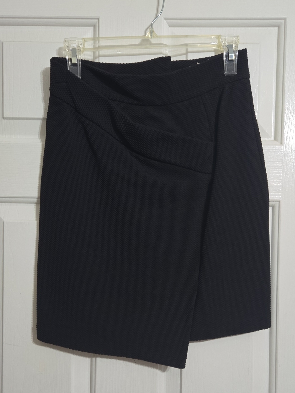 H&M Black Textured Draped Pencil Skirt